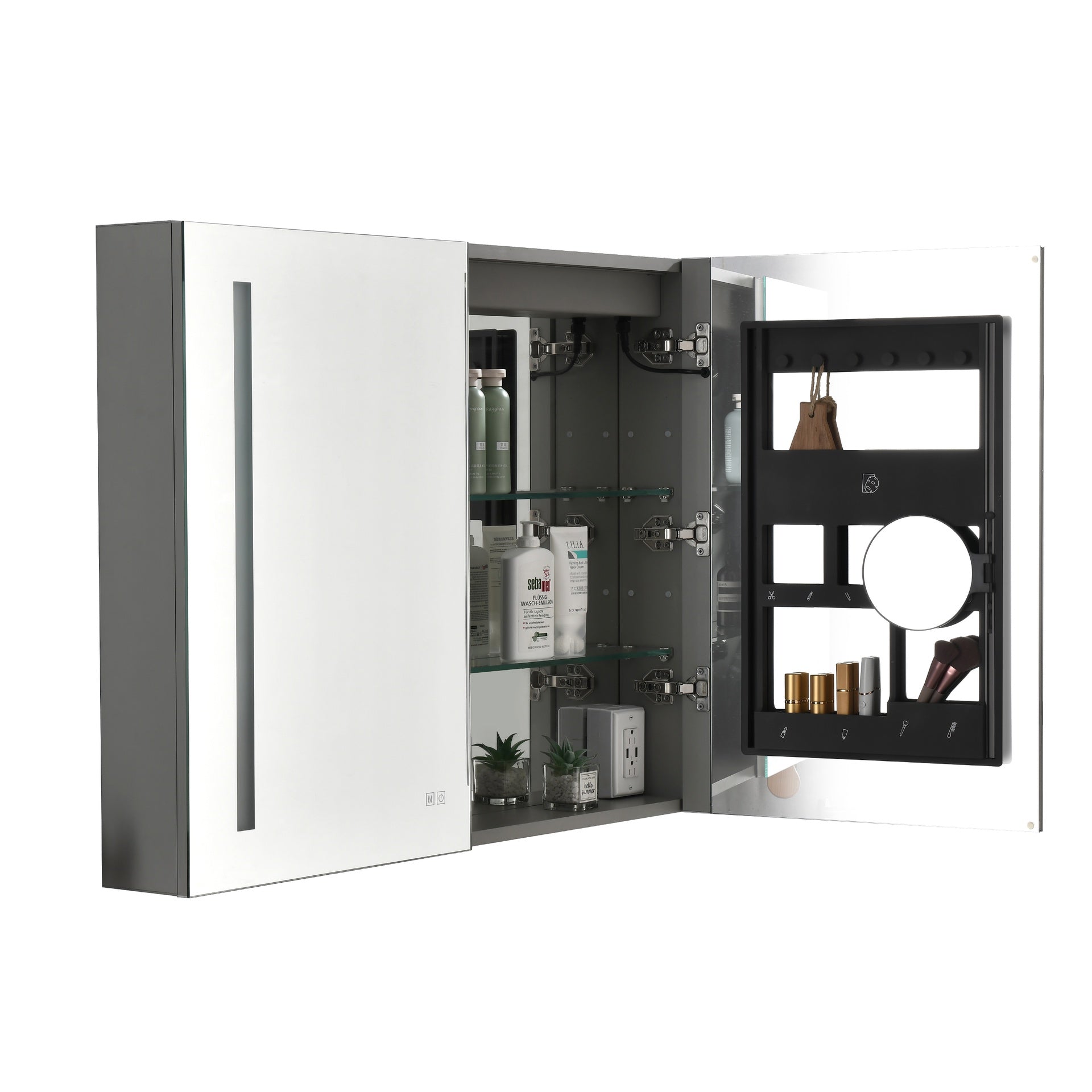 40 x 30 inch LED Lighted Bathroom Medicine Cabinet with Mirror, Sockets, Dimmable, Anti-Fog