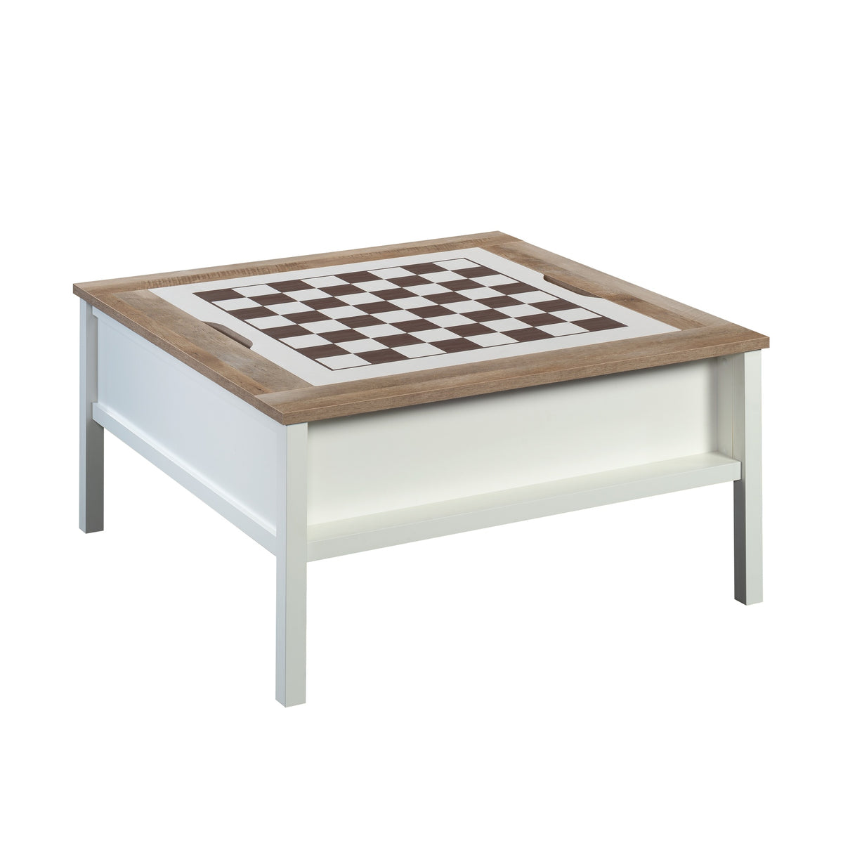 Coffee Table with Chess Game Surface, White finish