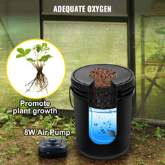 DWC Hydroponic System, 5 Gallon 5 Buckets, Deep Water Culture Growing Bucket, Hydroponics Grow Kit with Pump, Air Stone and Connected Reservoir, for Indoor/Outdoor Leafy Vegetables