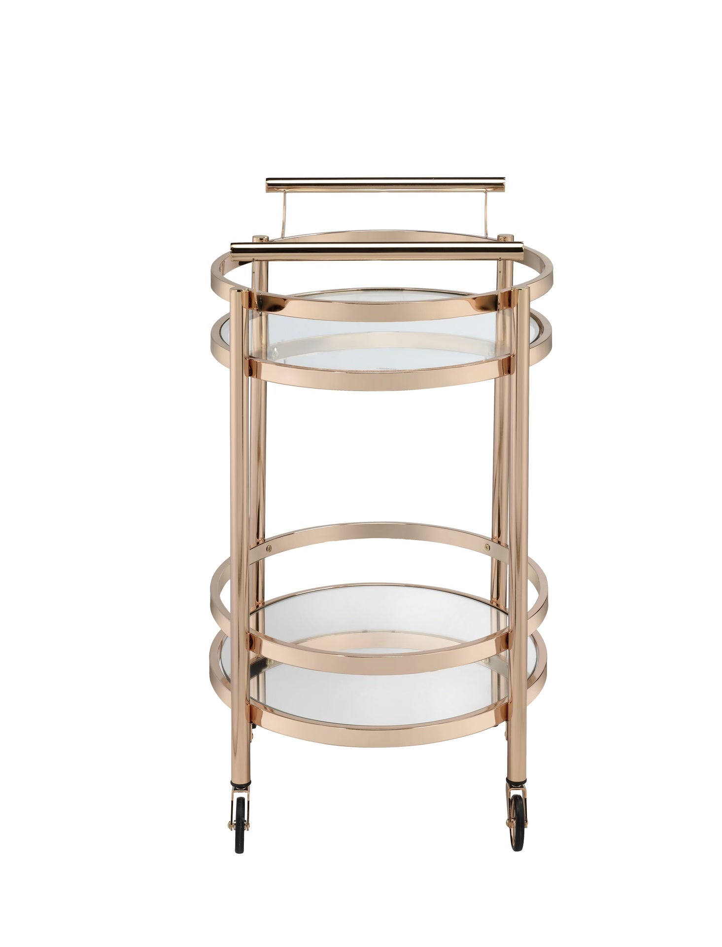 Lakelyn Clear Glass & Rose Gold Finish Serving Cart
