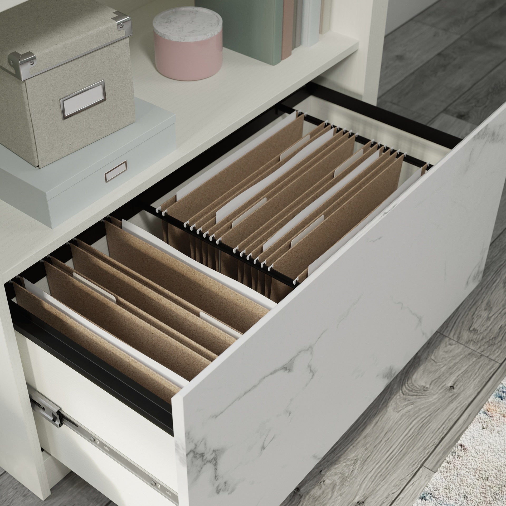 Lateral File with Cubbyhole Storage, White finish