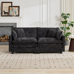 Cloud Sofa LoveSeat (Ottoman is not included), Modern Sectional Couch, for Living Room Bedroom and Apartment, Comfy Double Layer Upholstered Seat Cushion, Breathable Chenille Fabric, Black,SW5012BK