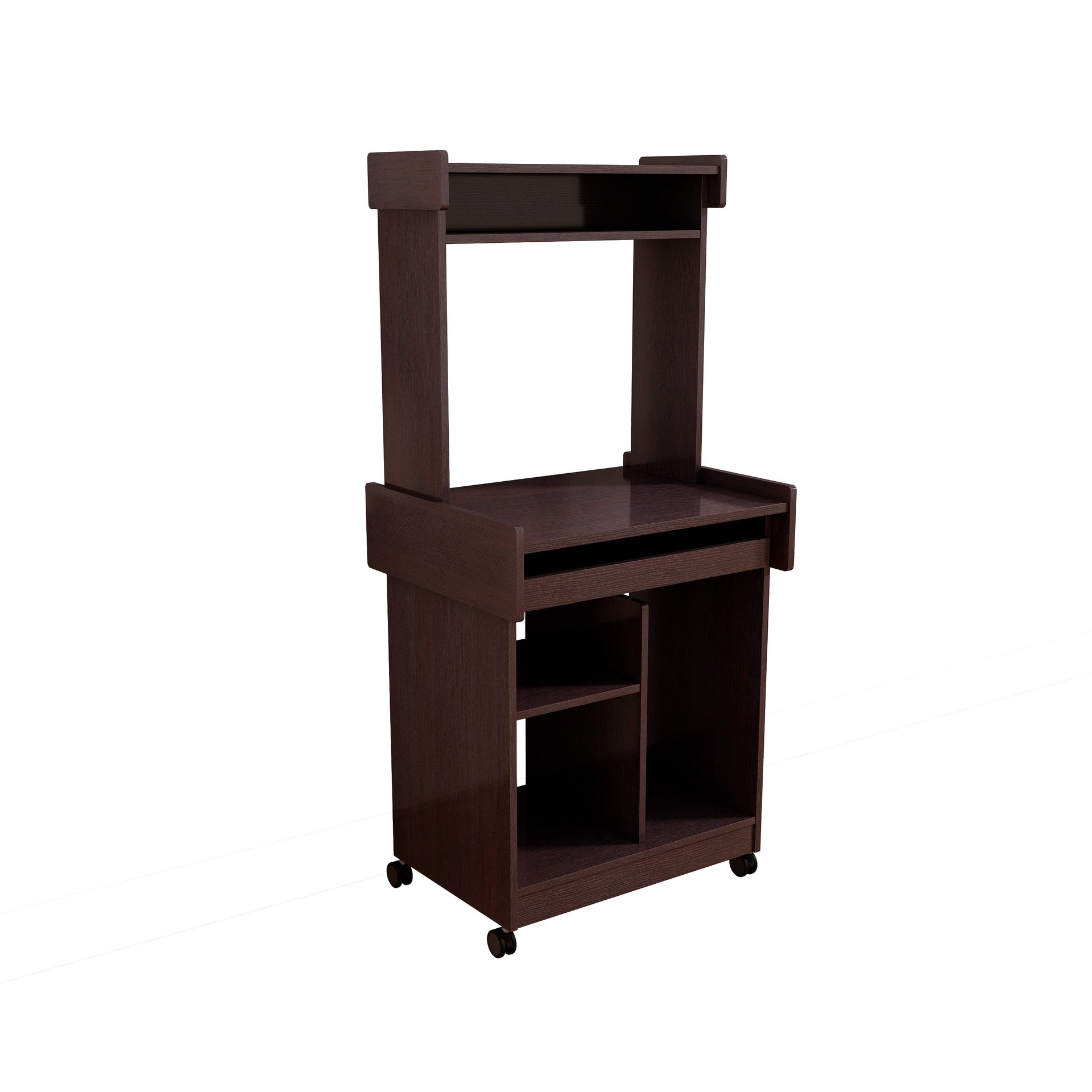 Microwave Cart Coffee Station Computer Cart on locking castors hutch gliding shelf