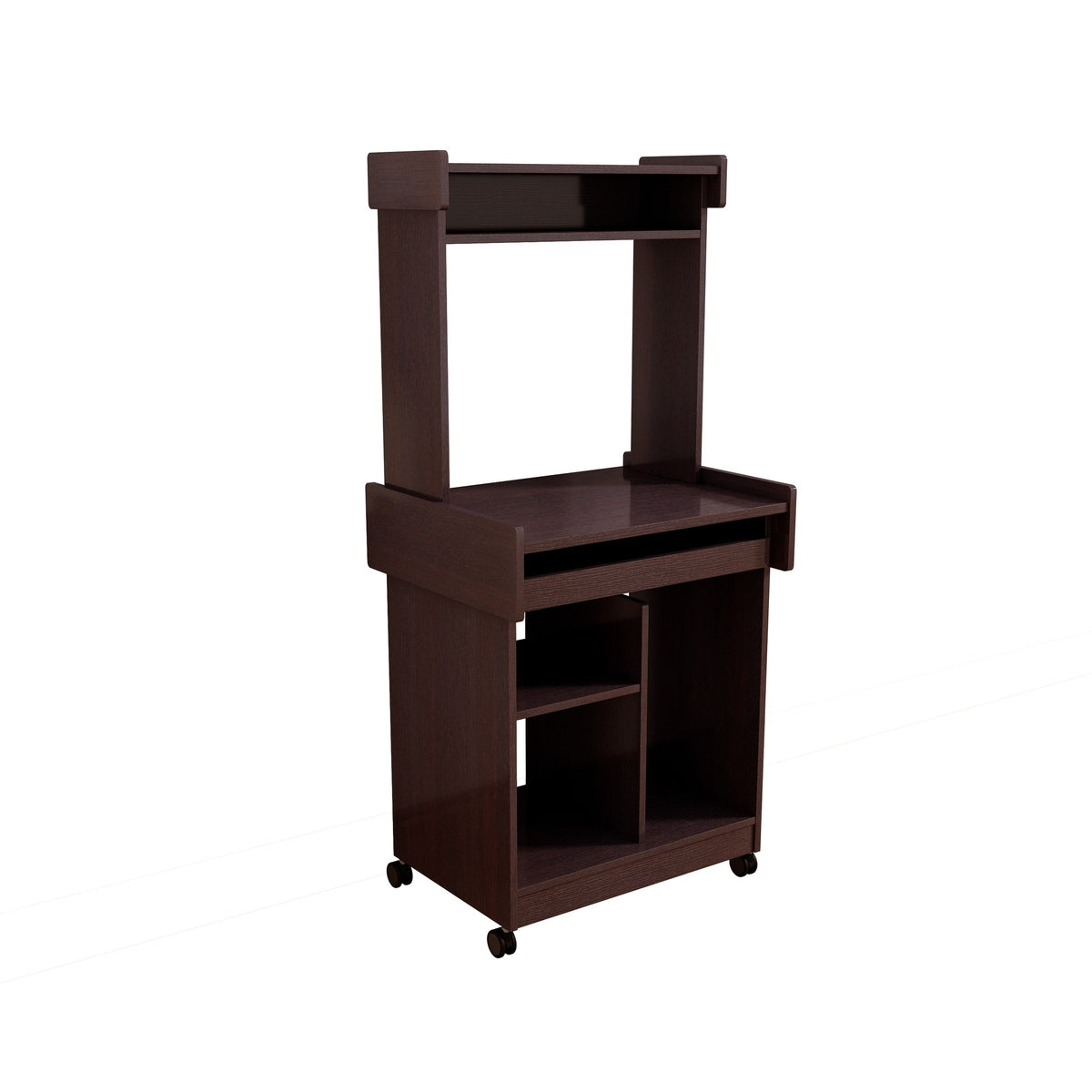 Microwave Cart Coffee Station Computer Cart on locking castors hutch gliding shelf