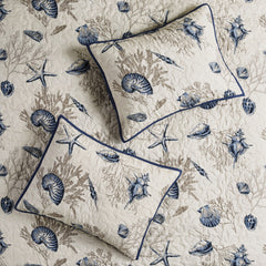 Brushed Microfiber Quilt Set with Throw Pillows Blue Twin/Twin XL