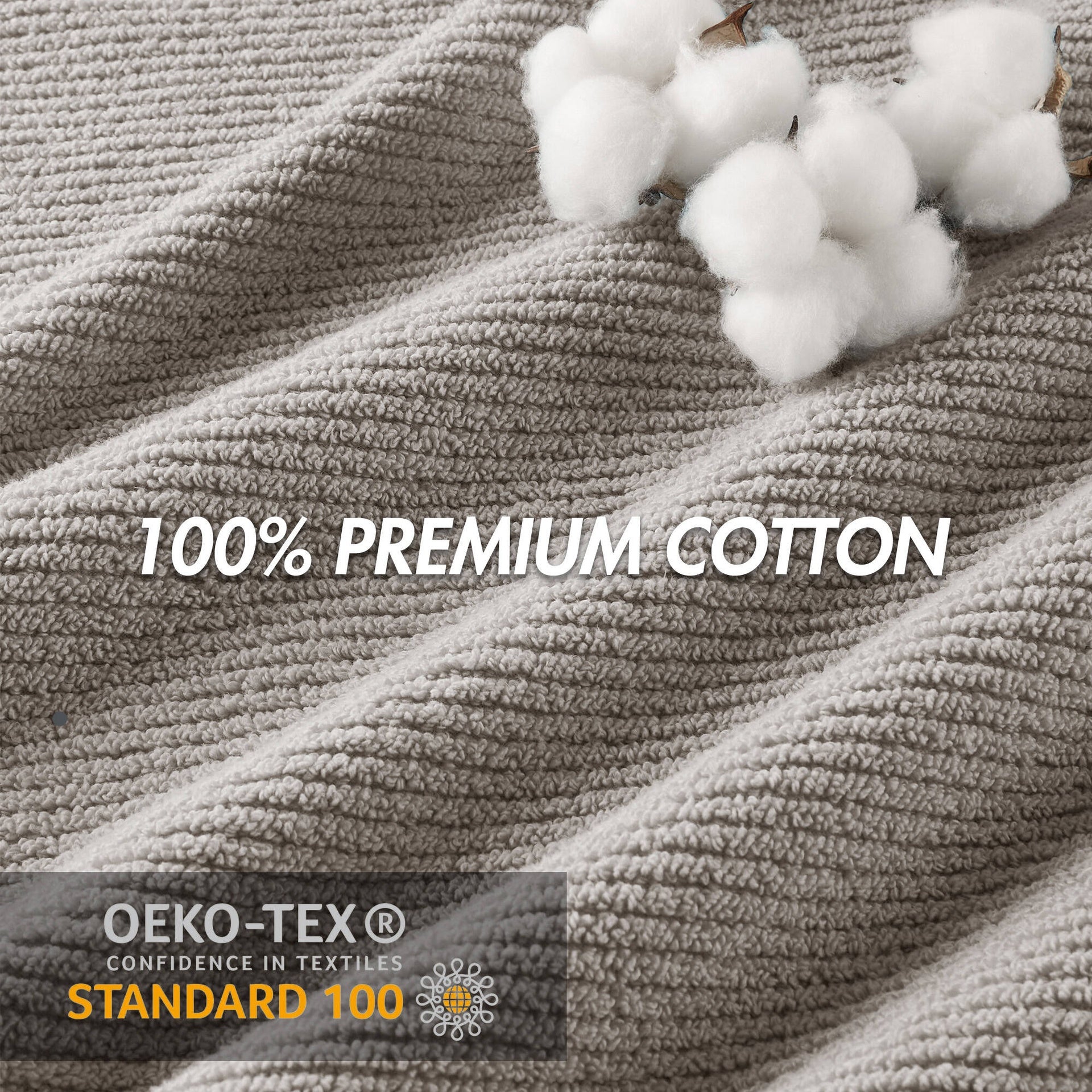 4-Piece 100% Cotton Quick Dry Diagonal Ribbed 4pcs Hand Towel Set, Grey