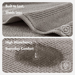 4-Piece 100% Cotton Quick Dry Diagonal Ribbed 4pcs Hand Towel Set, Grey