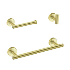 3-Pieces Bathroom Hardware Accessories Set - Towel Bar, Toilet Paper Holder, Robe Towel Hooks