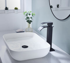 Waterfall Spout Bathroom Sink Single Handle Faucet with Pop-Up Drain (No Overflow)