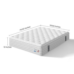 12 Inch Queen Hybrid Mattress – Memory Foam & Pocket Spring Bed – Medium Firm Comfort, Spine Support, Quiet & Breathable