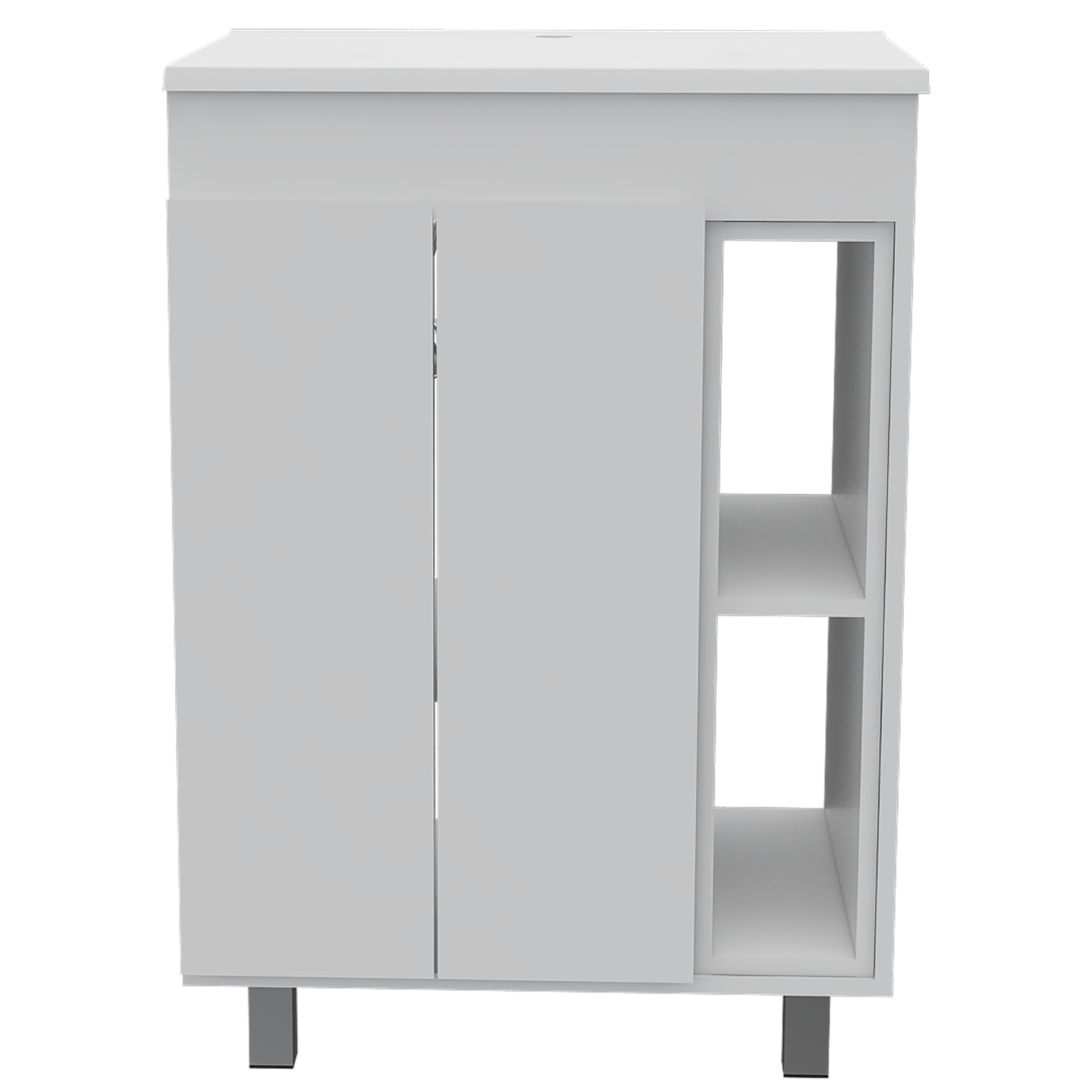 White 2-Shelf Rectangle Freestanding Vanity Cabinet