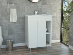 White 2-Shelf Rectangle Freestanding Vanity Cabinet
