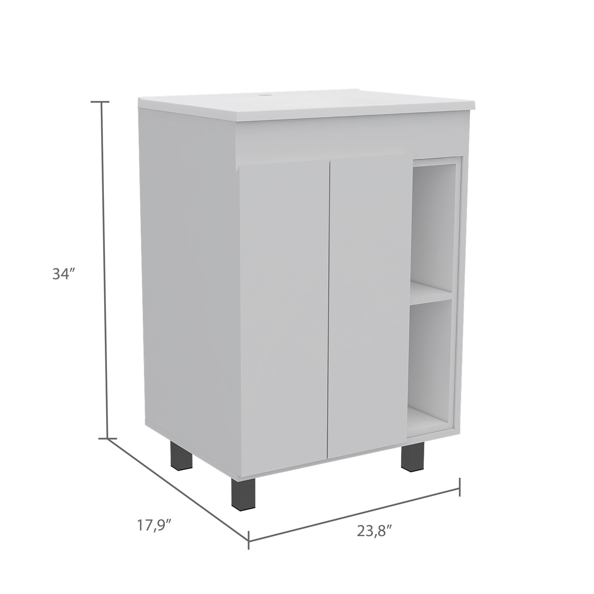 White 2-Shelf Rectangle Freestanding Vanity Cabinet