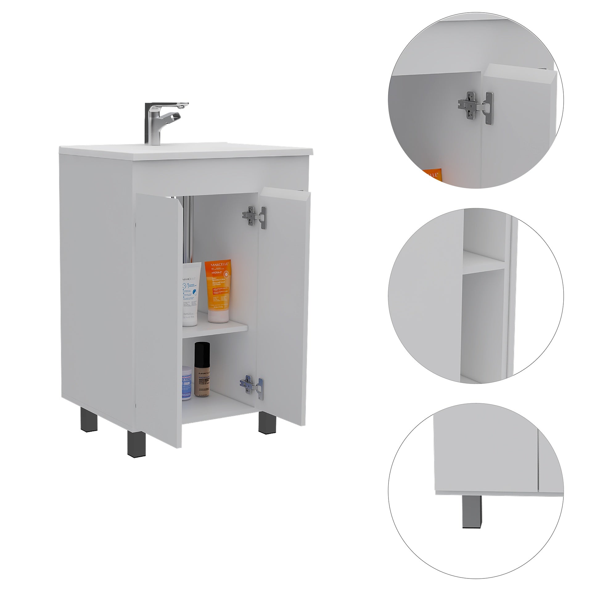 White 2-Shelf Rectangle Freestanding Vanity Cabinet