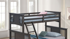 Modern Transitional Style Twin Over Full Bunk Bed With Ladder And Grey Mix Finish