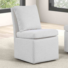Contemporary Style 1pc Dining Chair Casters Removable Back Pillow White Finish Dining Room