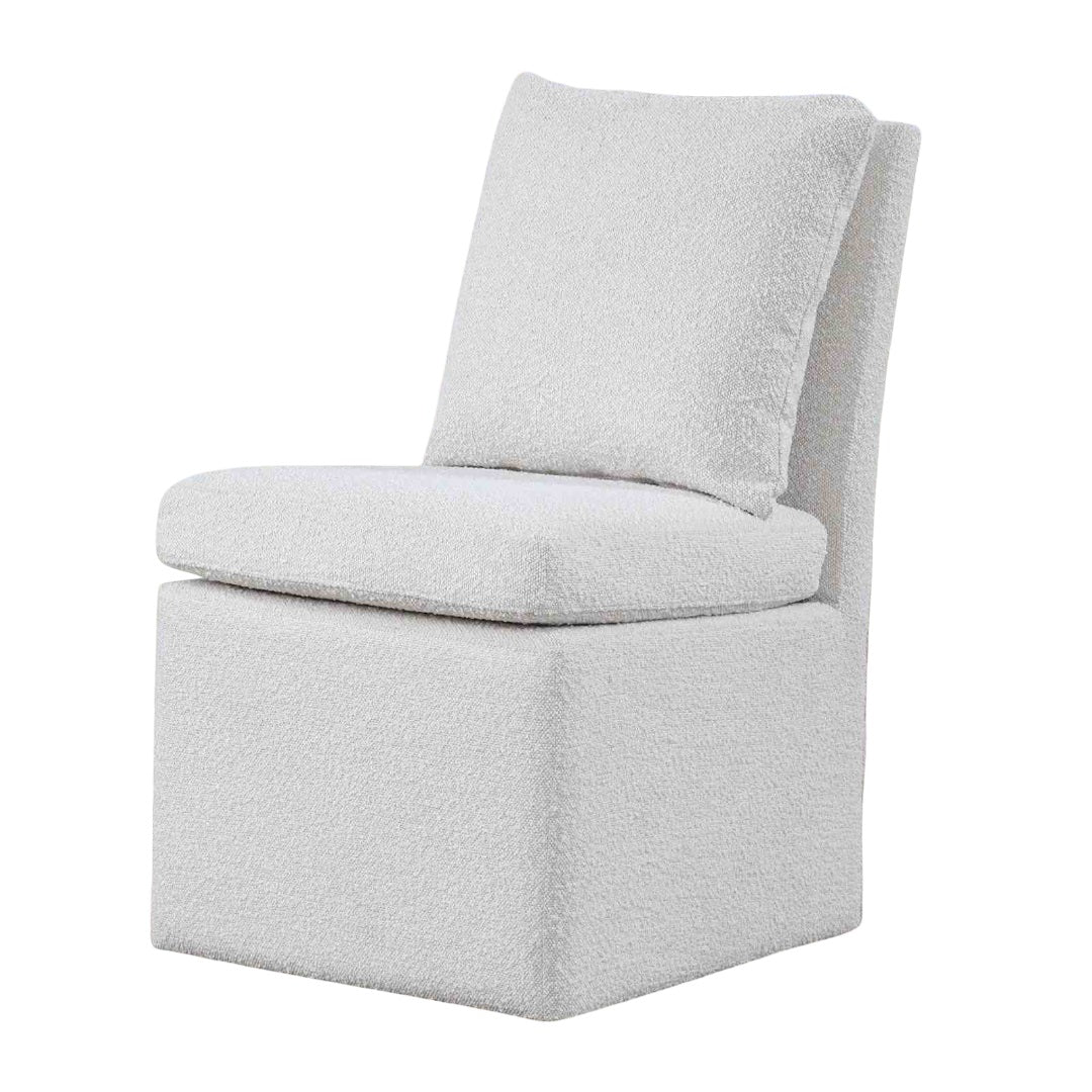 Contemporary Style 1pc Dining Chair Casters Removable Back Pillow White Finish Dining Room