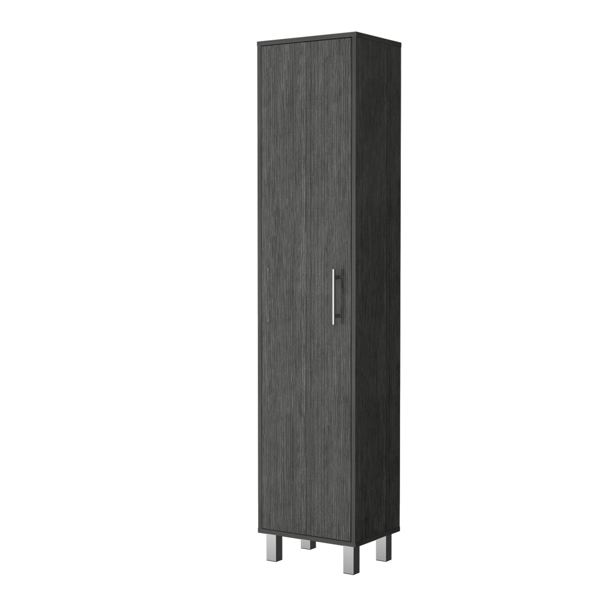Lawen Tall Storage Cabinet, Single Door, 3 Broom Hangers