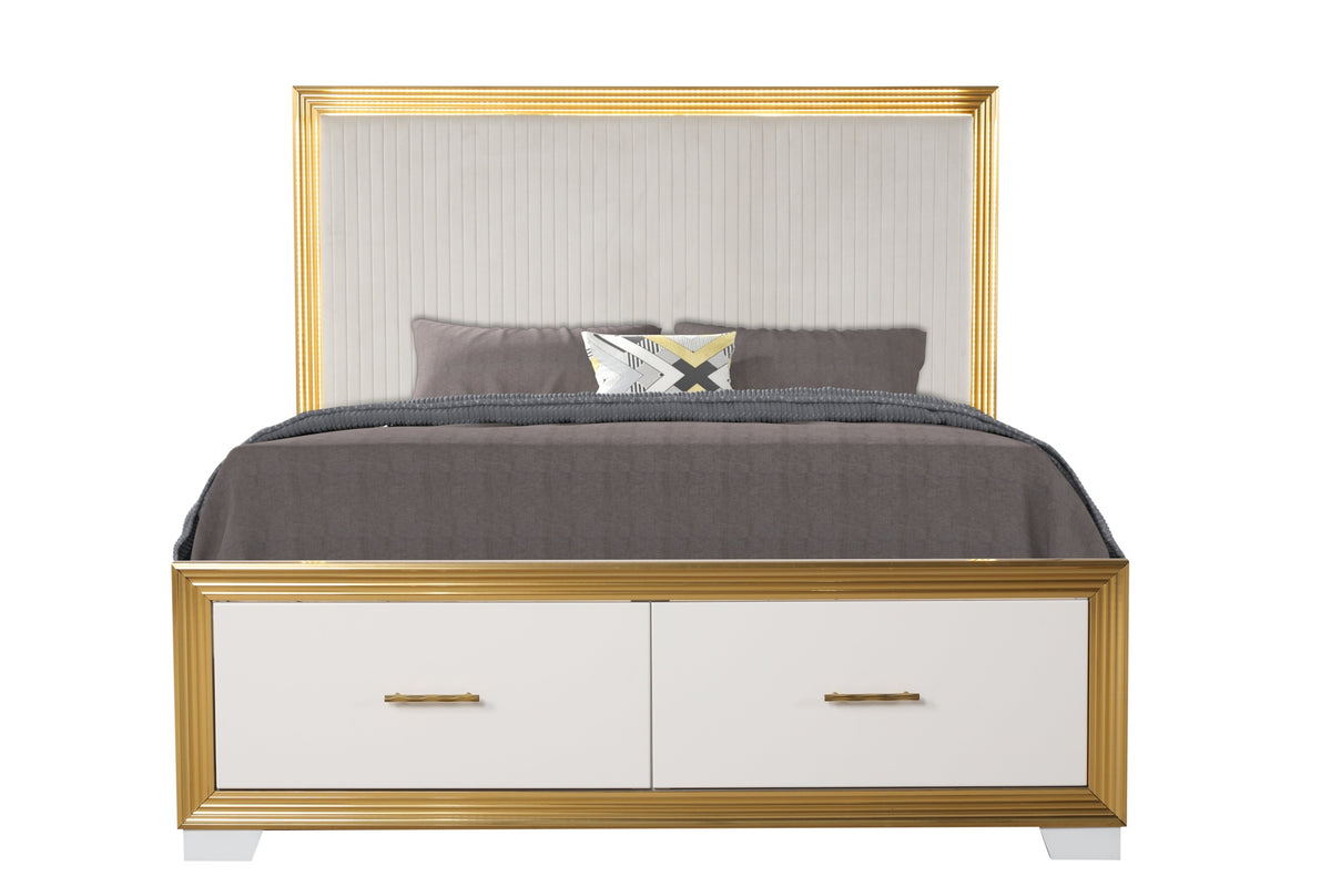 OBSESSION Contemporary Style Queen Tufted Bed Made with Wood & Gold Finish (NJ INVENTORY)