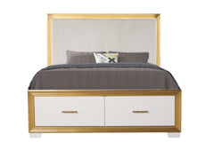 OBSESSION Contemporary Style Queen Tufted Bed Made with Wood & Gold Finish (NJ INVENTORY)
