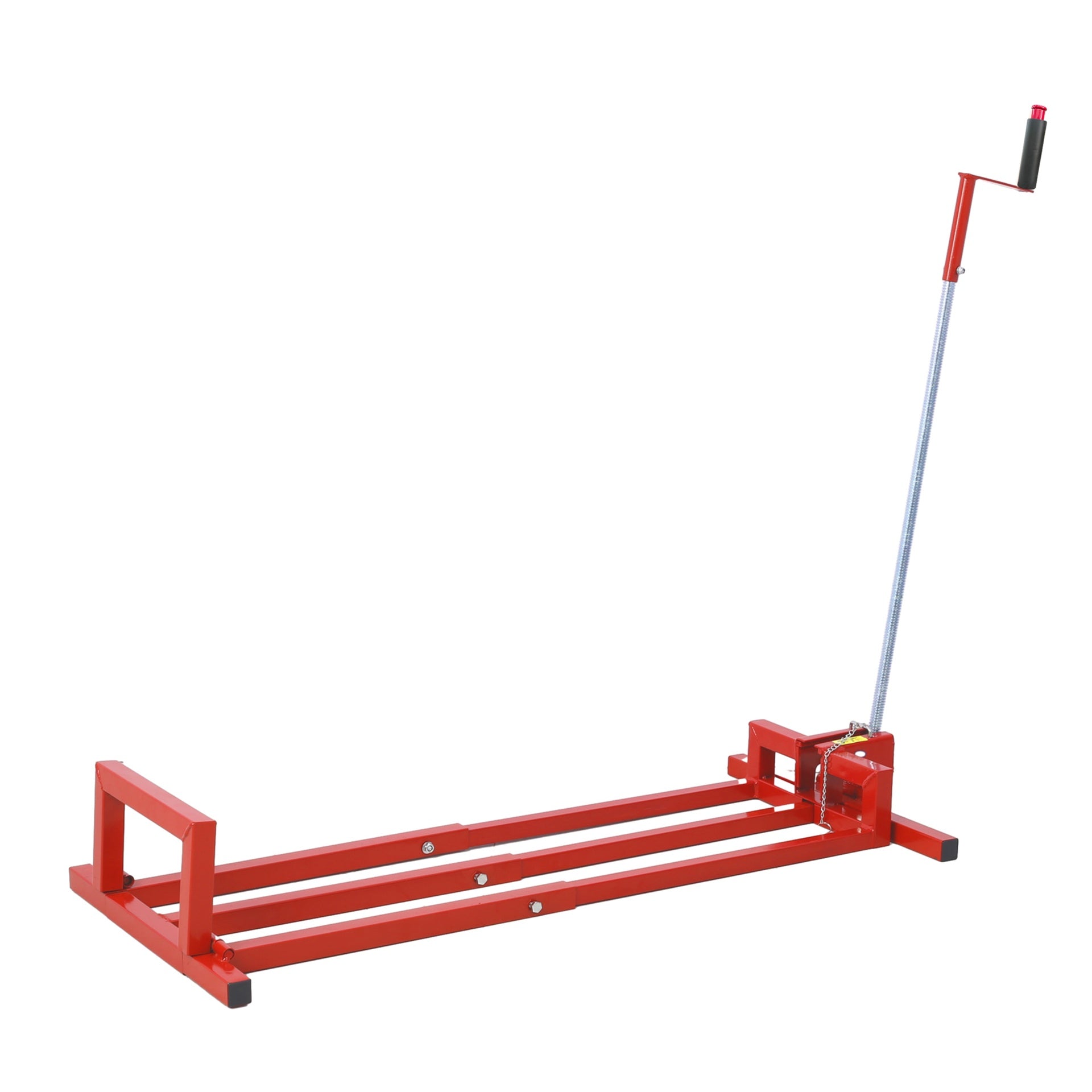 Heavy Duty Steel Riding Mower Lift, 880 Lbs Lawn Mower Lift Jack, Foldable Lawn Tractor Lift, Telescopic Maintenance Jack with Manual & Power Tool Handle for Lawn Mowers and Garden Tractors, Red
