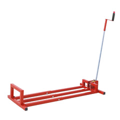 Heavy Duty Steel Riding Mower Lift, 880 Lbs Lawn Mower Lift Jack, Foldable Lawn Tractor Lift, Telescopic Maintenance Jack with Manual & Power Tool Handle for Lawn Mowers and Garden Tractors, Red