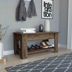 Storage Table, Four Legs, Lower Shelf, Dark Brown