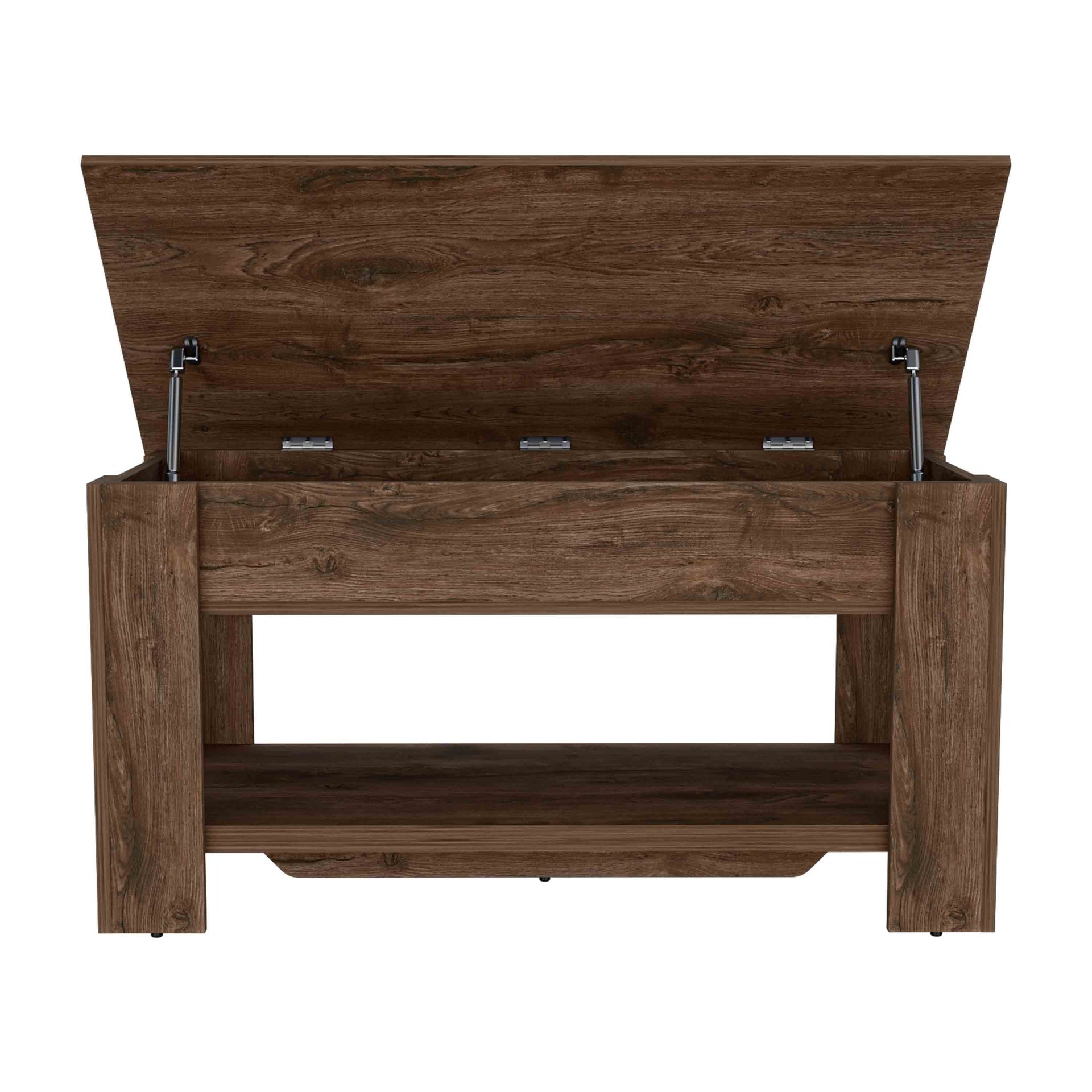 Storage Table, Four Legs, Lower Shelf, Dark Brown