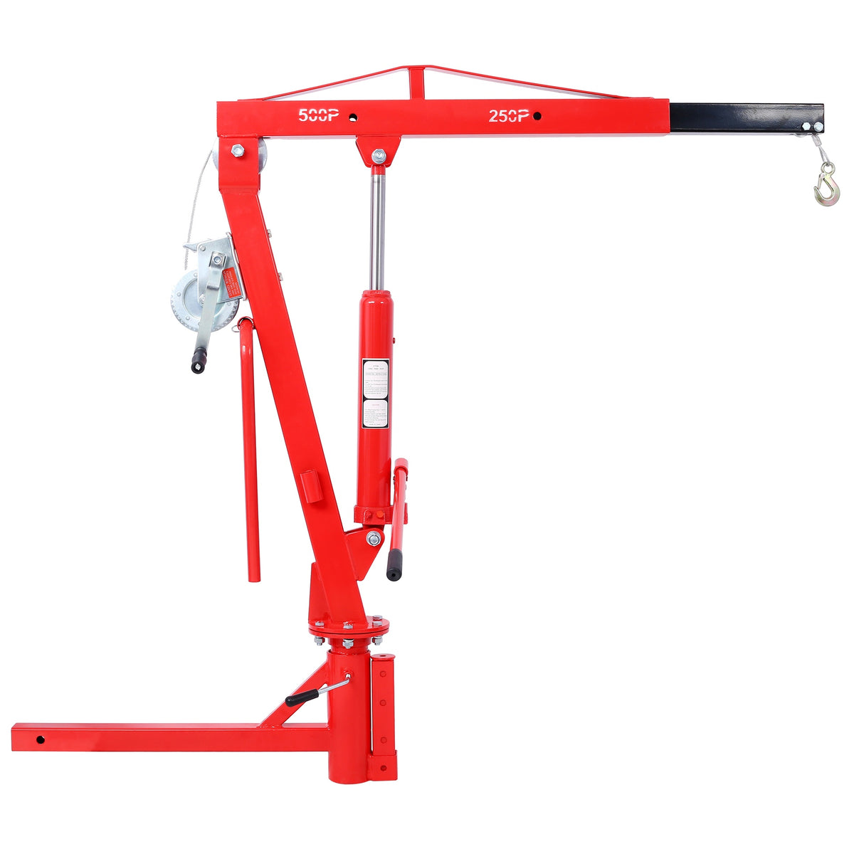 500Lb Pickup Truck Hydraulic PWC Dock Jib Engine Hoist Crane Hitch Mount Lift 2" Hitch Mount, Red