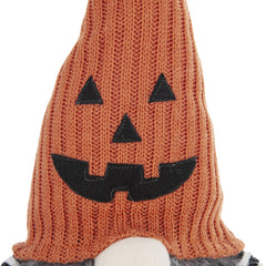 8.3x4.7x23.5" Fabric Sitting Gnome with Orange Knit Hat, for Halloween Decor