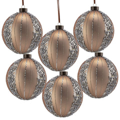 D3.9" Christmas Ball Ornaments, Glass Decorative Hanging Ball Christmas Tree Ornaments for Holiday Party Decorations, Set of 6