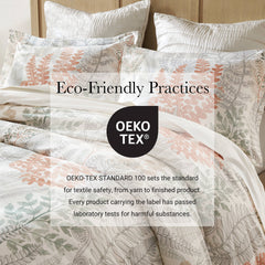 3-Piece Full/Queen 100% Cotton Sateen Duvet Cover Set,Terracotta/Linen