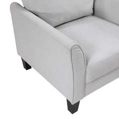 Xumo Sofa, Light Gray Fabric, 79 Inch, Black Tapered Wood Legs