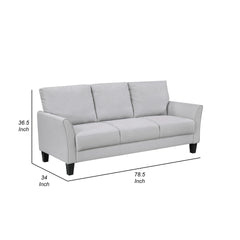 Xumo Sofa, Light Gray Fabric, 79 Inch, Black Tapered Wood Legs