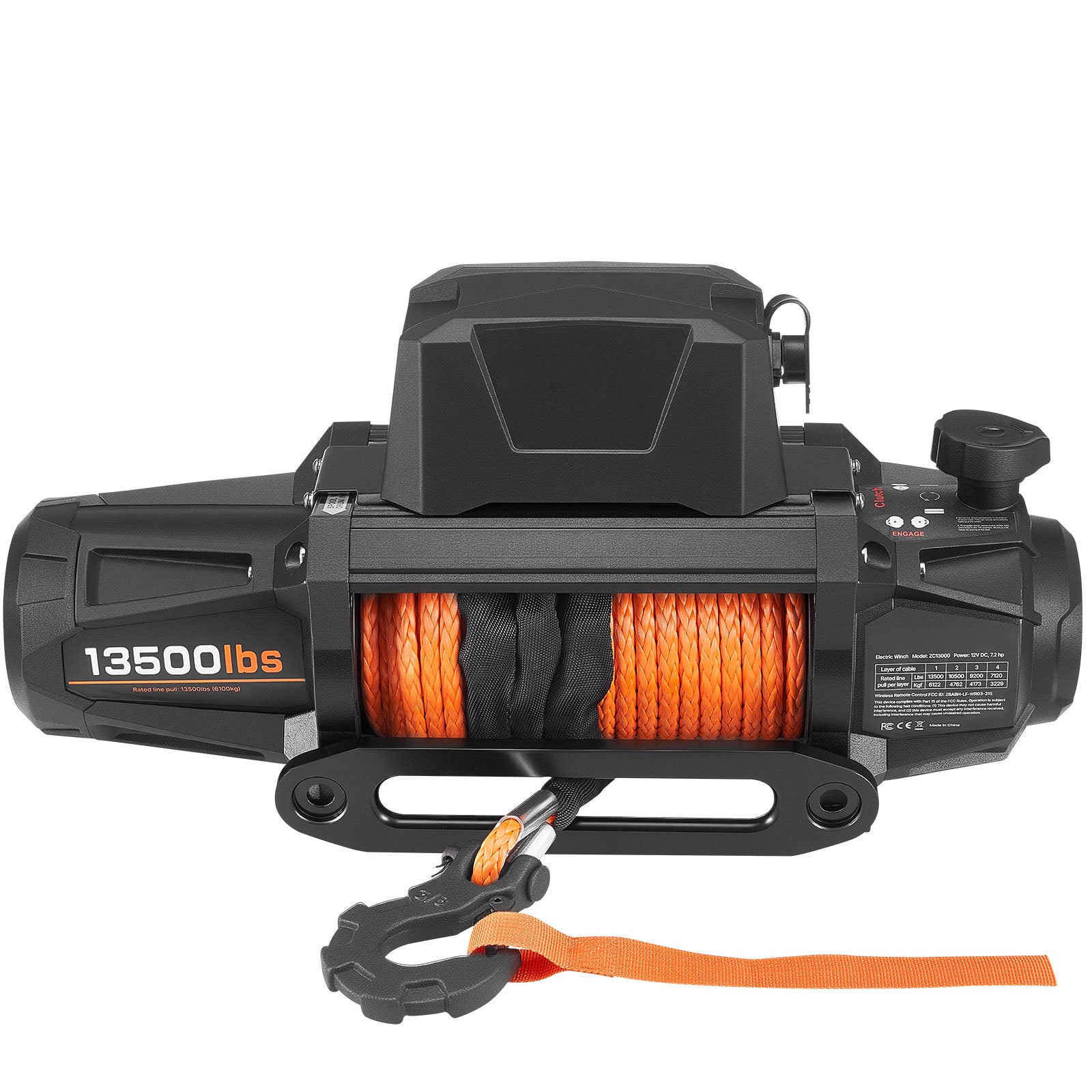 Electric Winch, 13500 lbs Load Capacity, 12V DC Truck Winch with 3/8 in x 92 ft Synthetic Rope, Wireless & Wired Remote Control, IP67 Waterproof for Towing Off-Road SUV, Jeep, Trailer, Boat