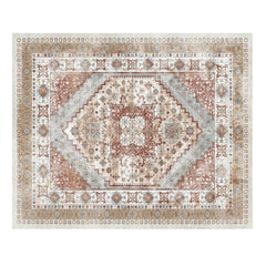 Large Area Rug 8 x 10 ft Anti-Skid Tear-Resistant Floor Mat Vintage Brown Red