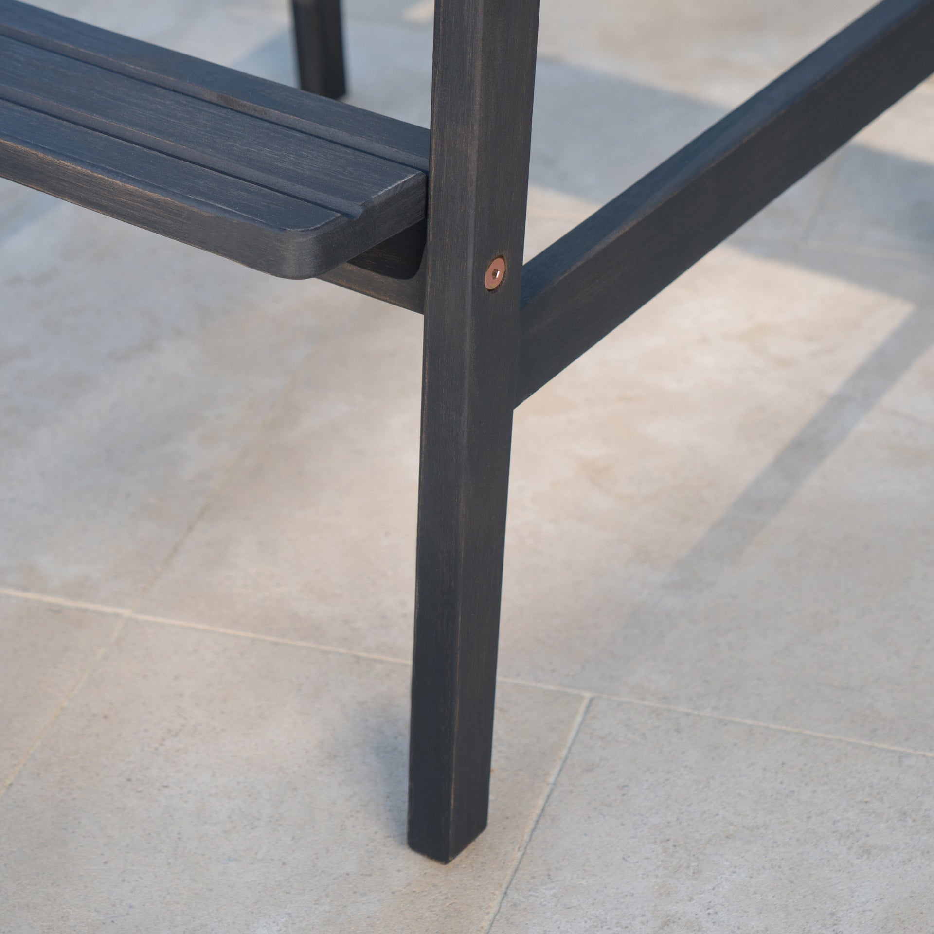 Outdoor Acacia Wood Adirondack Barstools, Set of 2, Dark Gray
