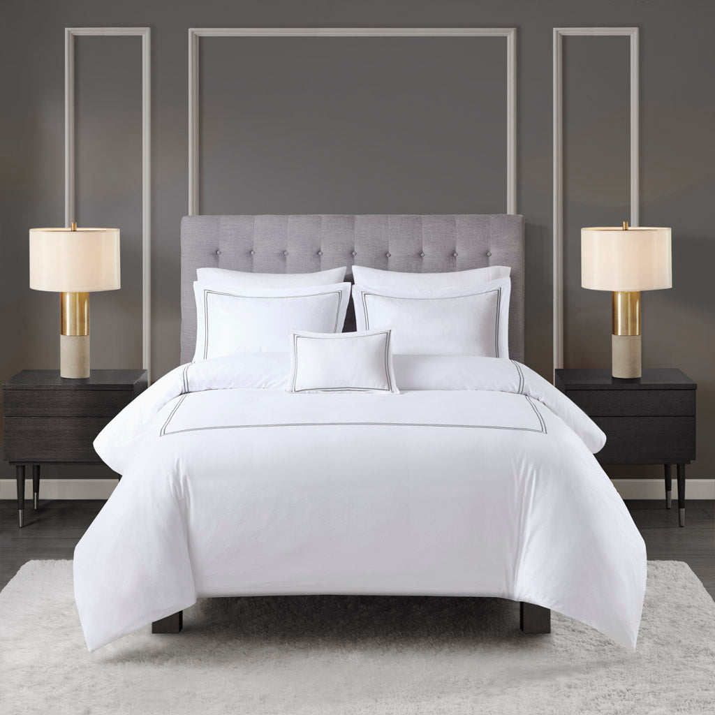 Full/Queen 100% Cotton Sateen Embroidered Comforter Set