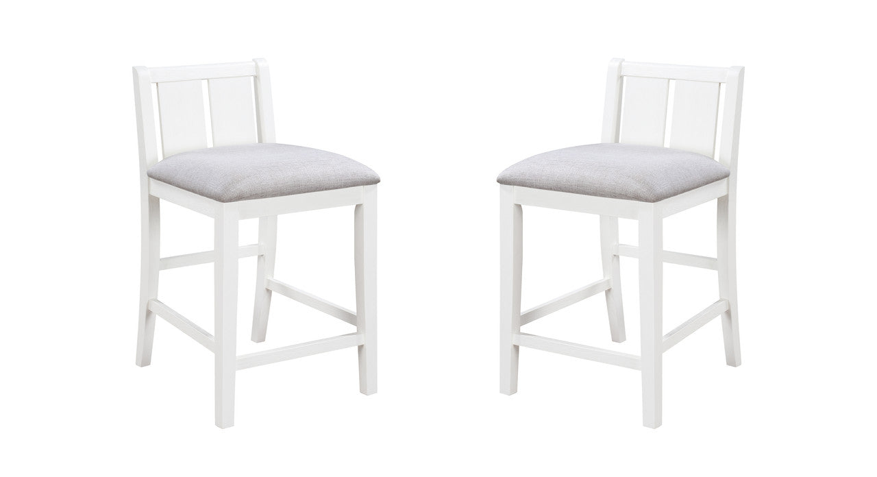 Gregorio Set of 2 White Finish Upholstered Seat 20"W Counter Height Chair