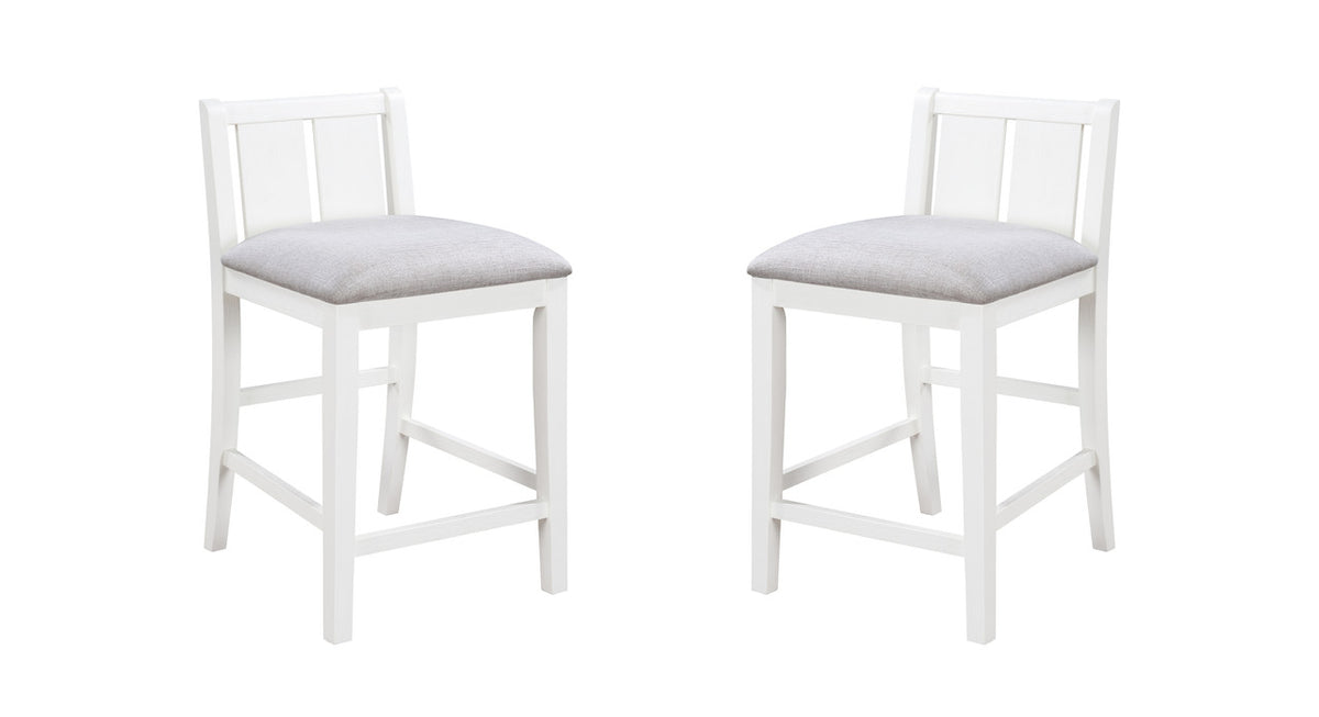 Gregorio Set of 2 White Finish Upholstered Seat 20"W Counter Height Chair