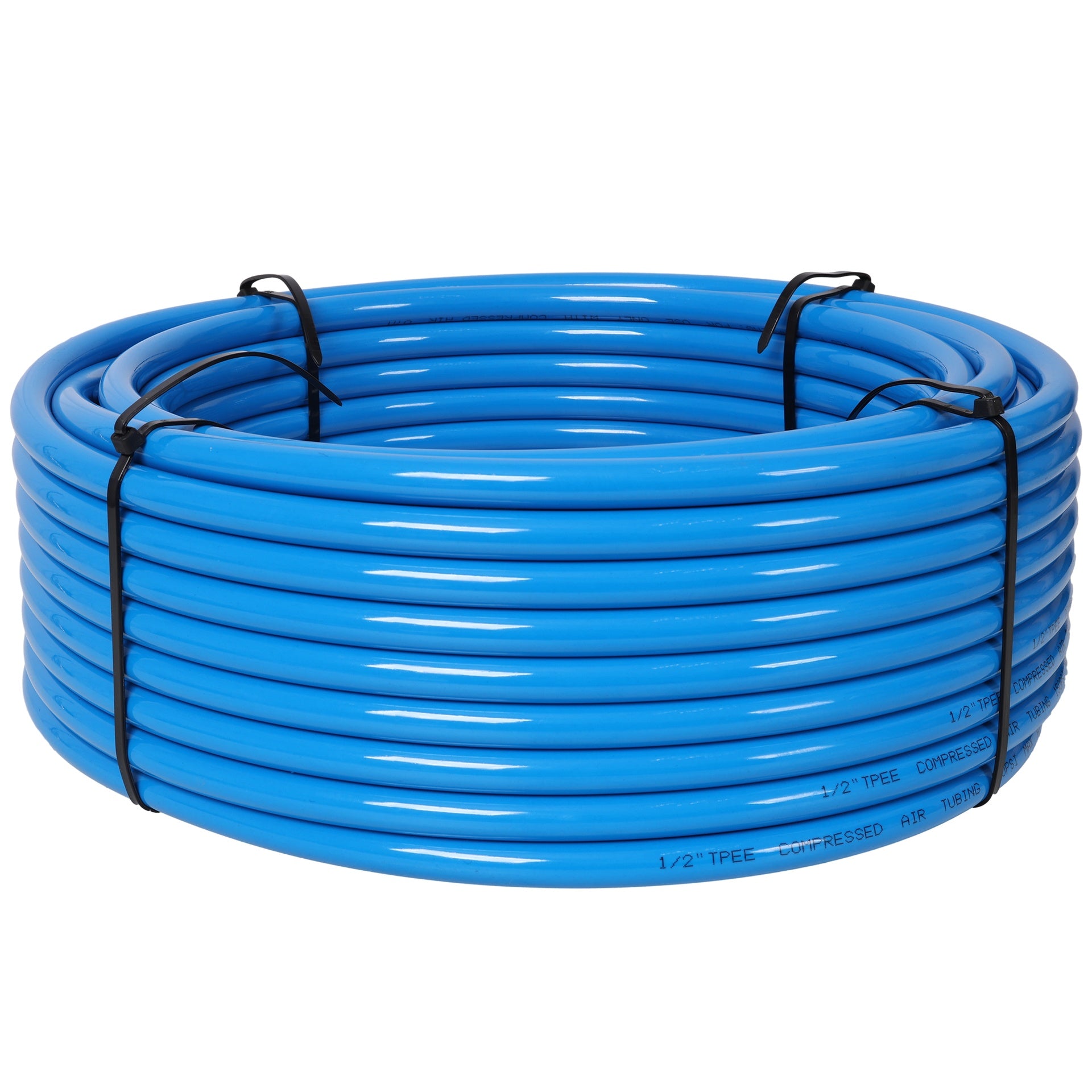 Air Push to Connect Kit: Complete 1/2" (OD) / 3/8" (ID) x 100-Feet TPEE Tubing Air Piping System,Blue Tubing