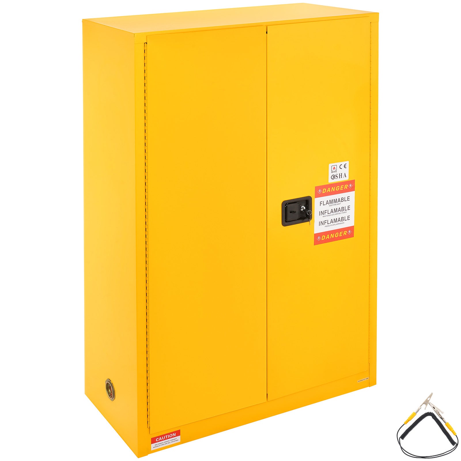 Flammable Safety Cabinet, 45 Gal, Cold-Rolled Steel Flammable Liquid Storage Cabinet, 42.9 x 18.1 x 65.2 in Explosion Proof with 2 Adjustable Shelves 2 Manual Doors for Industrial Use, Yellow