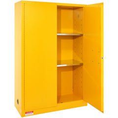 Flammable Safety Cabinet, 45 Gal, Cold-Rolled Steel Flammable Liquid Storage Cabinet, 42.9 x 18.1 x 65.2 in Explosion Proof with 2 Adjustable Shelves 2 Manual Doors for Industrial Use, Yellow