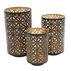 Set of 3 Helena Pierced Metal Lanterns, L:D7x12" M:D6.5x10" S:D5x8.5"