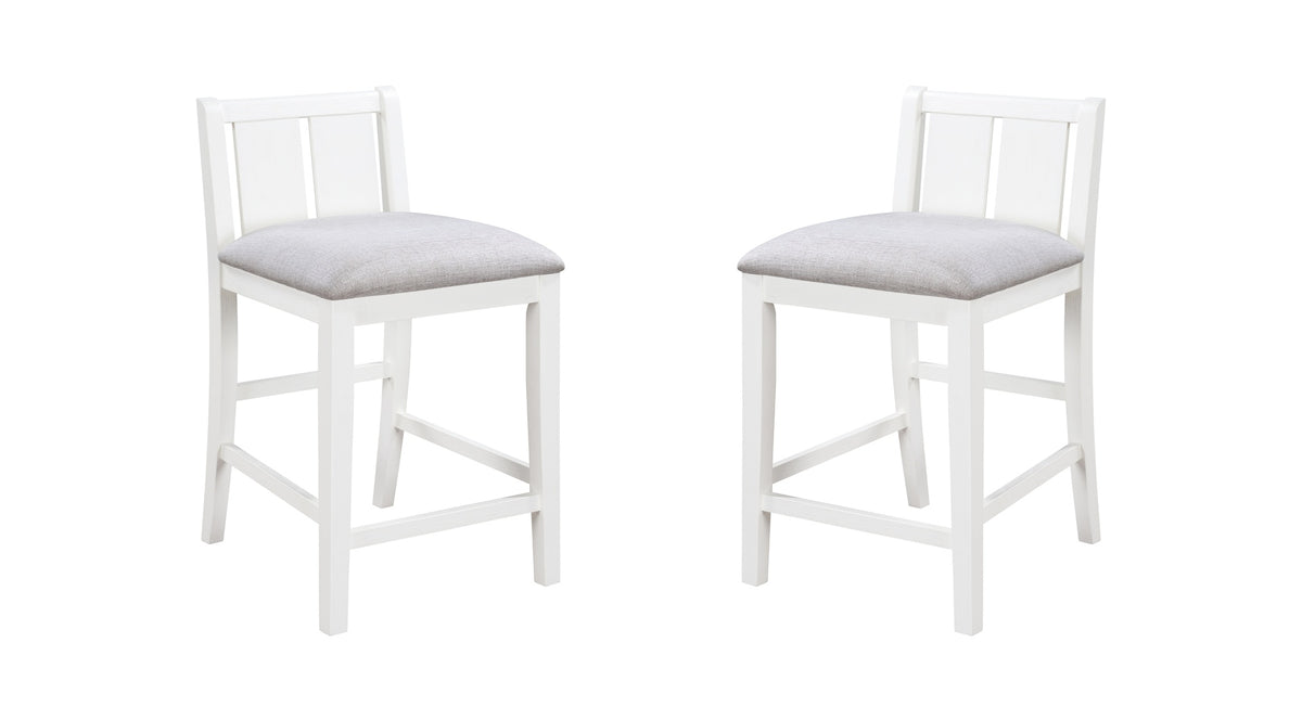 Graham Set of 2 White Finish Upholstered Seat 20" Counter Height Chair