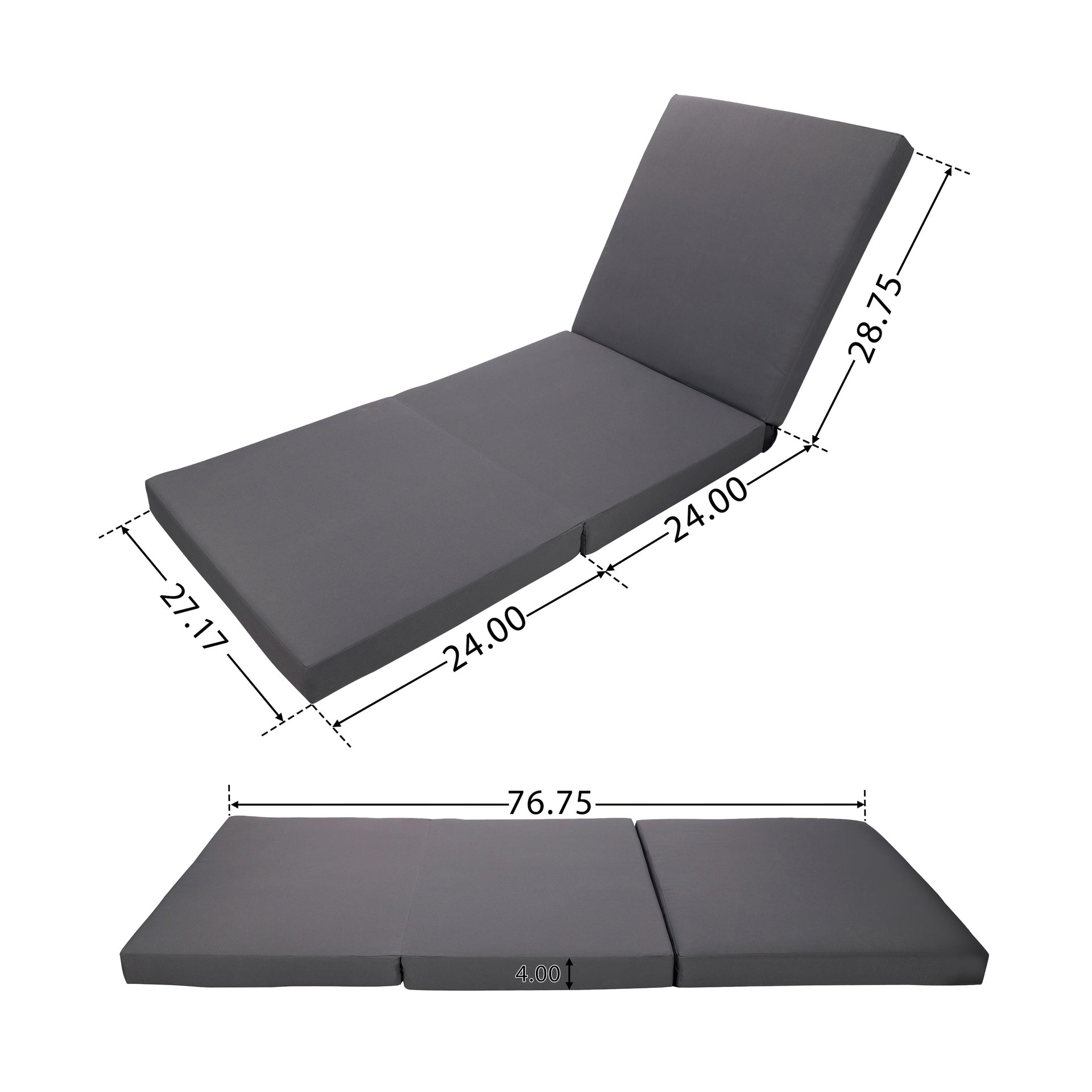 GRAY BROADWAY/IAN CHAISE LOUNGE CUSHION (TRIPLE FOLDS)
