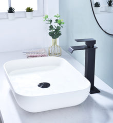 Waterfall Spout Bathroom Sink Single Handle Faucet with Pop-Up Drain (No Overflow)