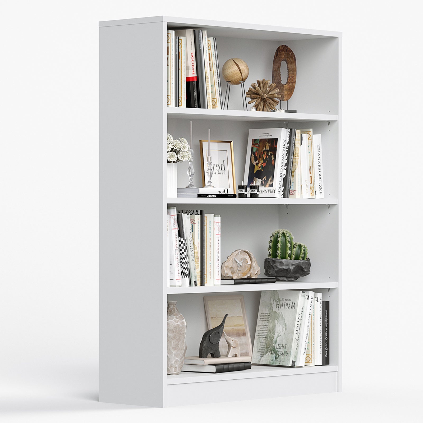 Bookshelf for Bedroom 4 Shelf Office Bookcase 48 Inches Tall Modern Wood Bookshelf for Living Room 4 Tier Wide Manga Bookshelves Library Bookcase