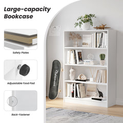 Bookshelf for Bedroom 4 Shelf Office Bookcase 48 Inches Tall Modern Wood Bookshelf for Living Room 4 Tier Wide Manga Bookshelves Library Bookcase