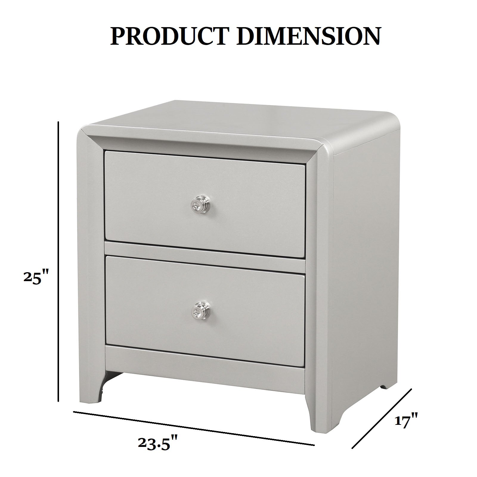 Champagne Finish 1pc Nightstand Nickle Finish Hardware Central Metal Glide English Dovetail Drawer Contemporary Bedroom Furniture